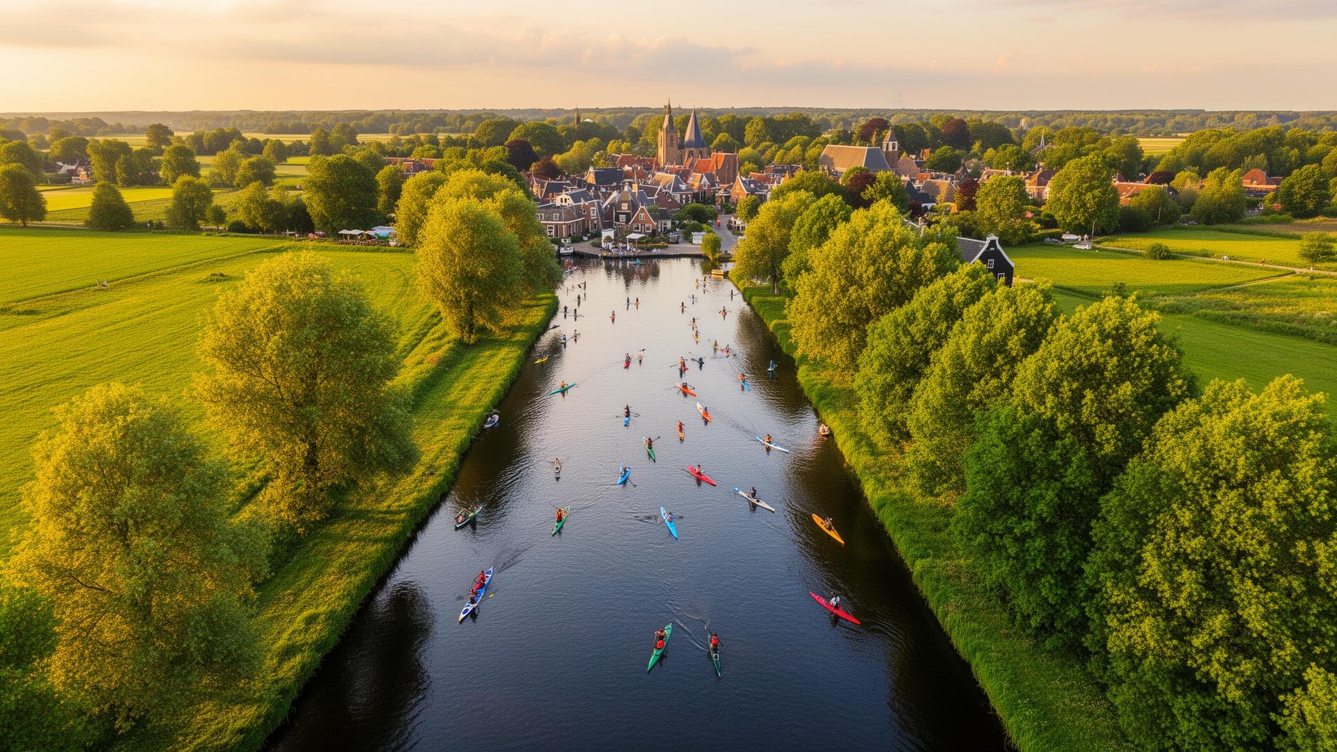 Watersporters op de Overijsselse Vecht bij Ommen